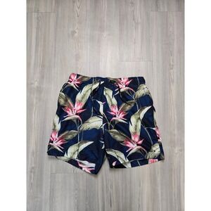 Tommy Hilfiger Mens L Swim Trunks Floral‎ Print Drawstring Beach Shorts